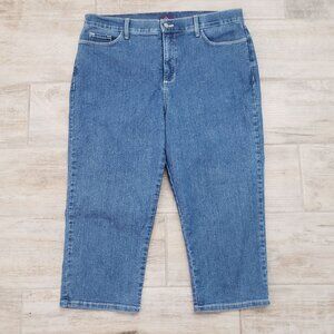 NYDJ Crop Jeans Women's Micro Beaded Pockets Medium Wash Lift Tuck Technology 16